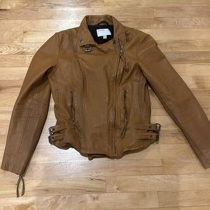 Muubaa Brown Leather Biker Jacket